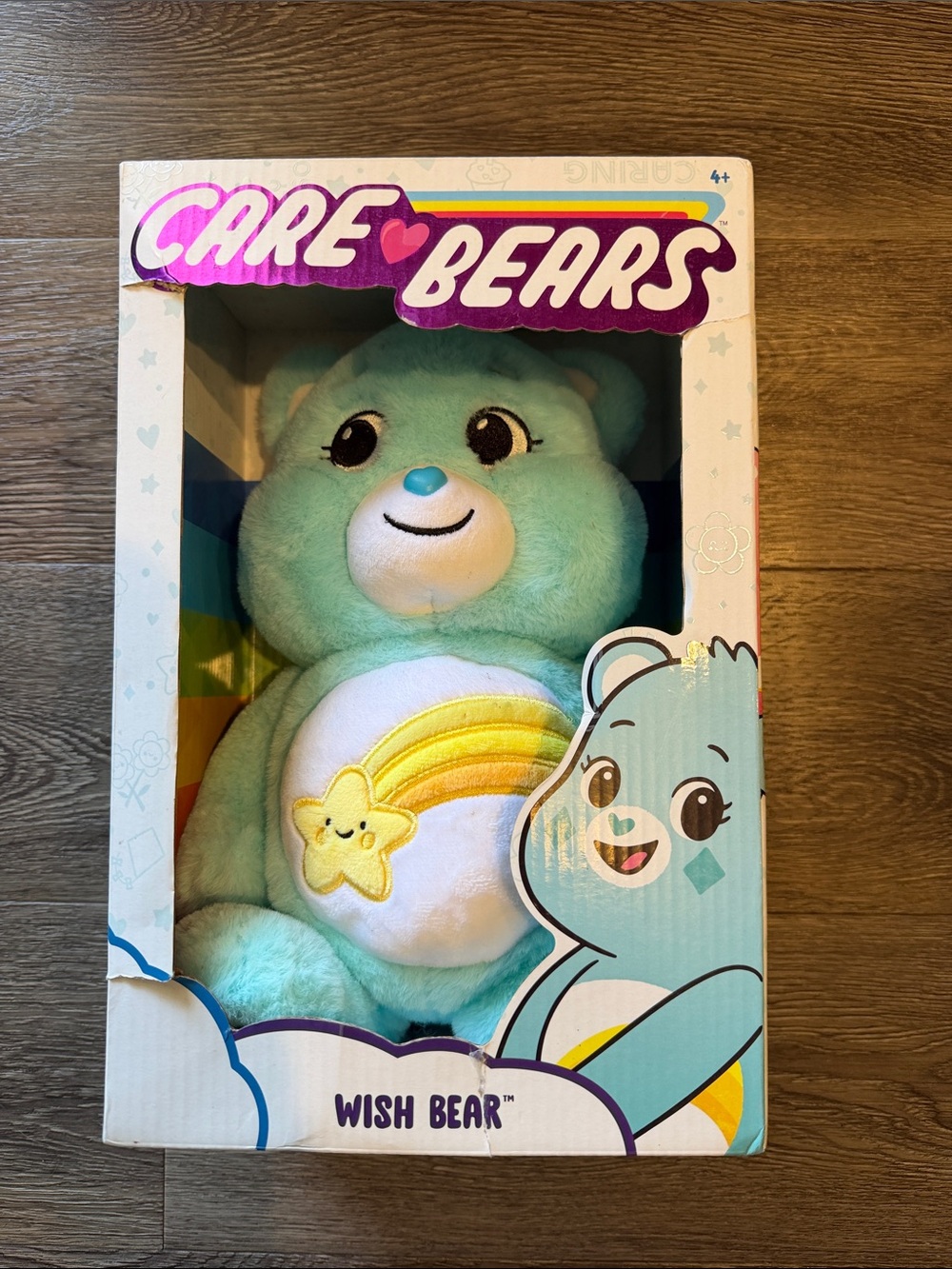 Care Bears Wish Bear Plush - Aqua Blue with Yellow Rainbow Badge 2020